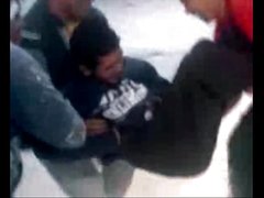 Forced stripped in public.